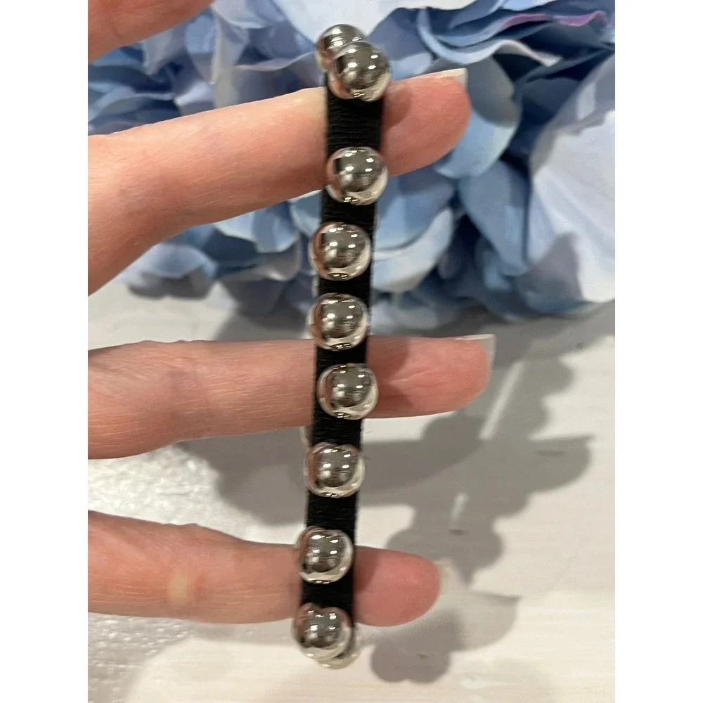 Beaded Ponytail Holder Silver Ball Hair Tie Elastic Band‎ Accessory